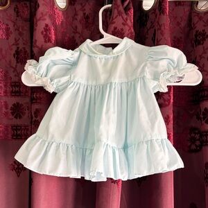 3/$20 Vintage Light Blue Kids Ruffled Dorissa Dress Size 12 Months